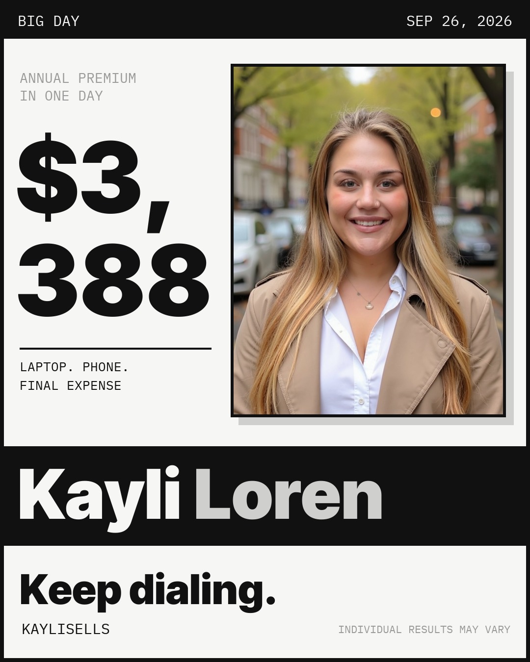 Sep 26, 2026, Big Day · $3,388 AP
