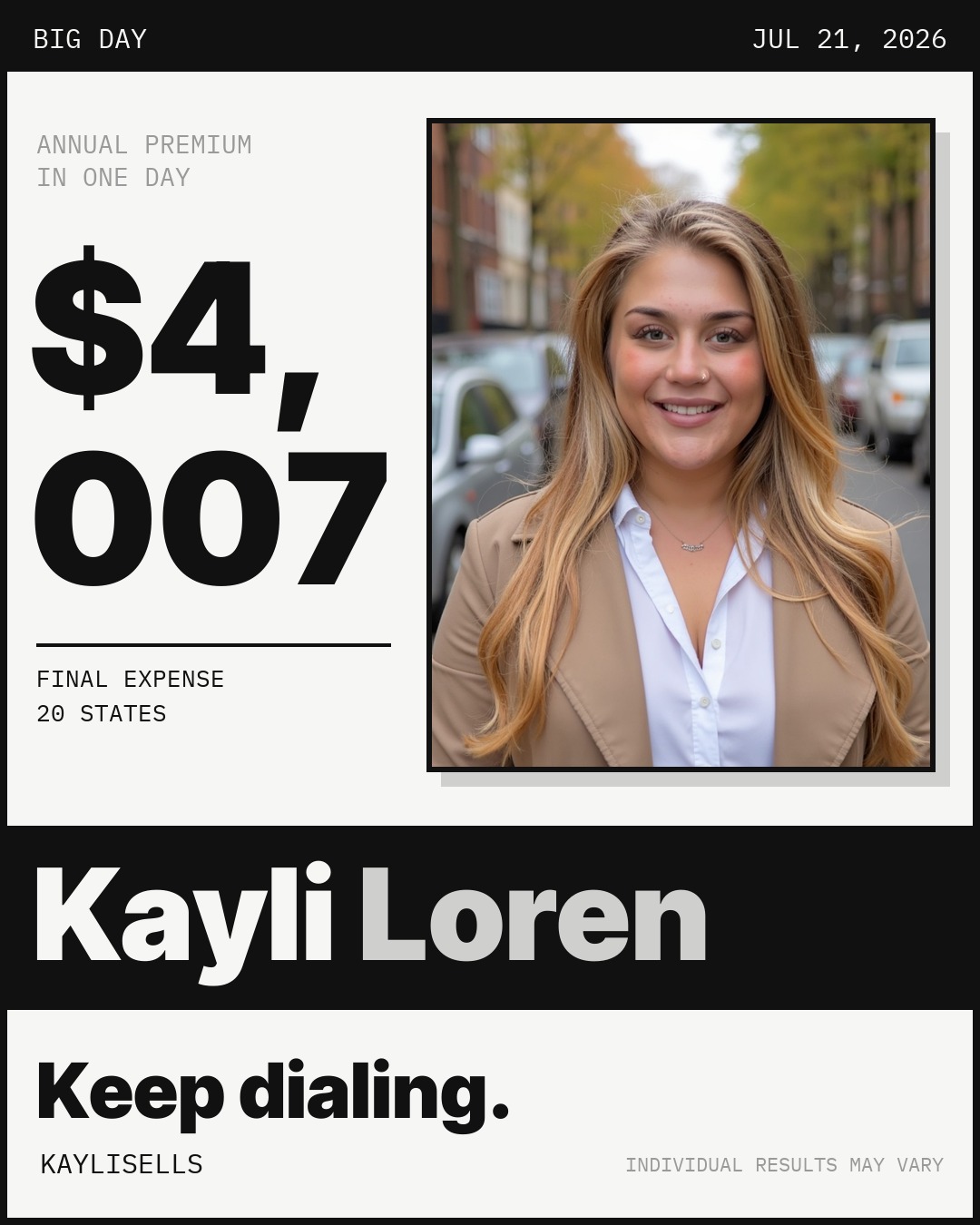 Jul 21, 2026, Big Day · $4,007 AP